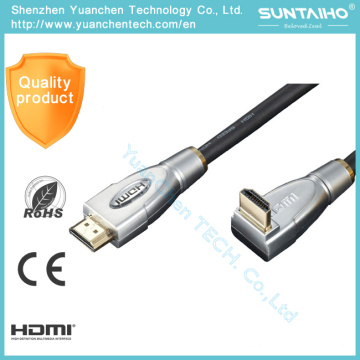 Câble mâle de la tête masculine en métal à angle droit 1080P HDMI